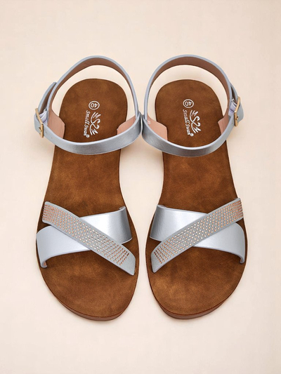 Royalfashion Женские босоножки на танкетке со стразами Allona