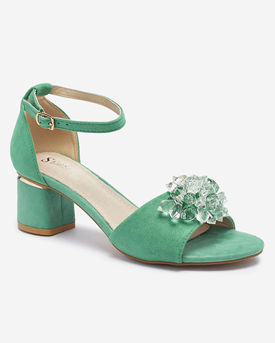 Zaļās sieviešu sandales ar dekoratīviem kristāliem Cerosso- Footwear