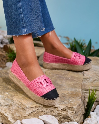 Royalfashion Women's plaid espadrilles in pink Dempik