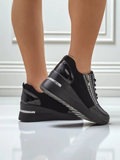 Calista Nero women's black wedge sneakers - elegance and everyday comfort