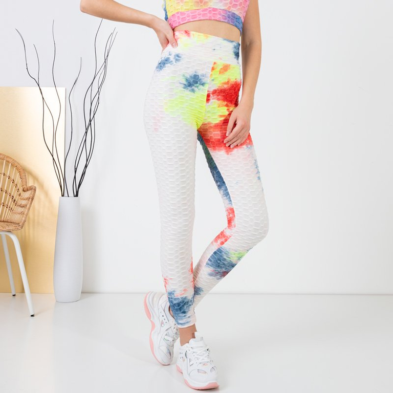 Women's Red Tie Dye Sports Leggings - Clothing