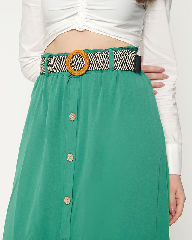 Women's midi skirt, dark green - Clothing