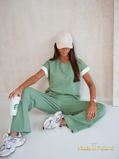 Aurelia Verde – komplet sportiv kaki pambuk elastan klasik elegant italian