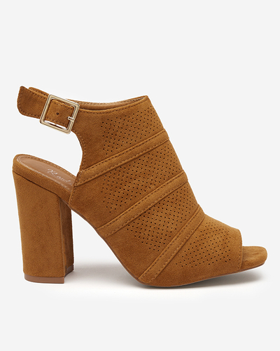 Women's openwork sandals on a post in camel Texis - Footwear