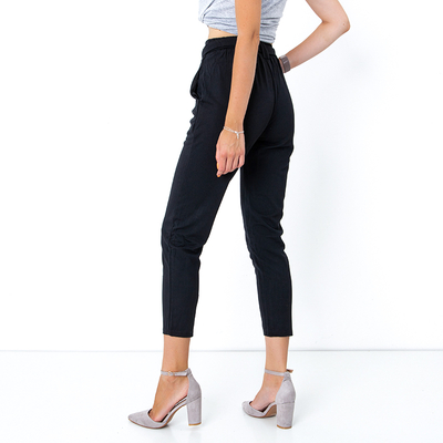 Black elegant women's pants with straight legs - Clothing