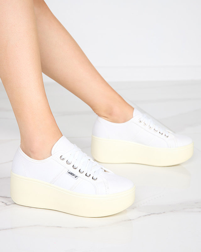 OUTLET Baltas un ekru sporta kedas uz Darru-Footwear platformas