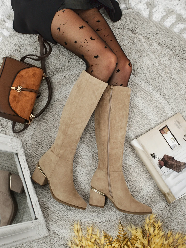 Women's Eco-Suede Block Heel Boots Niefio