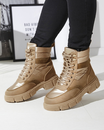 Светло-коричневые женские утепленные ботинки-трапперы Kasemi- Footwear