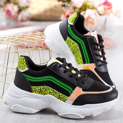 Black women's sport shoes with thick sole Fancy Bass - Footwear 1