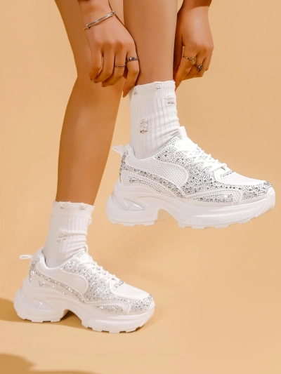 Royalfashion Women's sporty sneakers with rhinestones Bloss