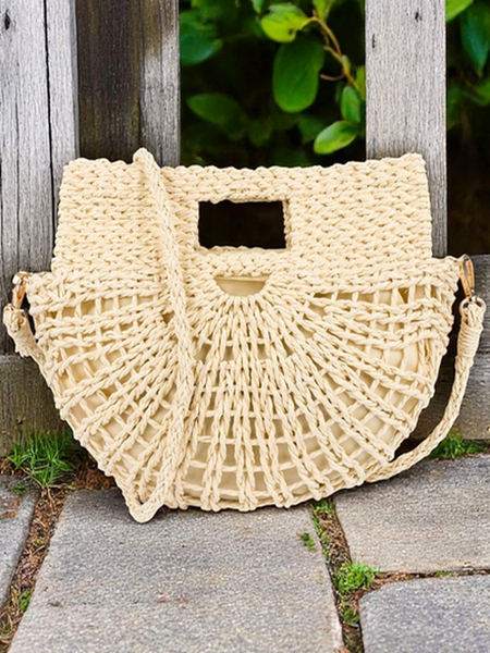 Royalfashion Sieviešu maza salmu rokassoma Mini Moon Straw