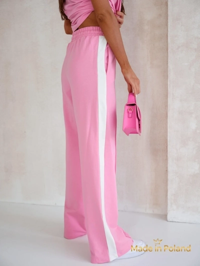 Aurora Rosa – Pink cotton tracksuit set with wide trousers