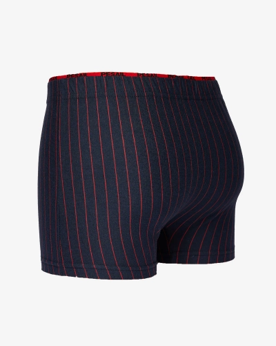 Royalfashion Темно-синие мужские трусы-боксеры с красными полосками