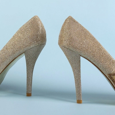 OUTLET Gold women's pumps with Maniya decorations - Footwear