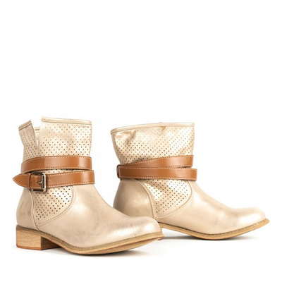 Golden boots with openwork finish Helin - Footwear 1