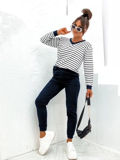 Royalfashion Женский хлопковый комплект в полоску