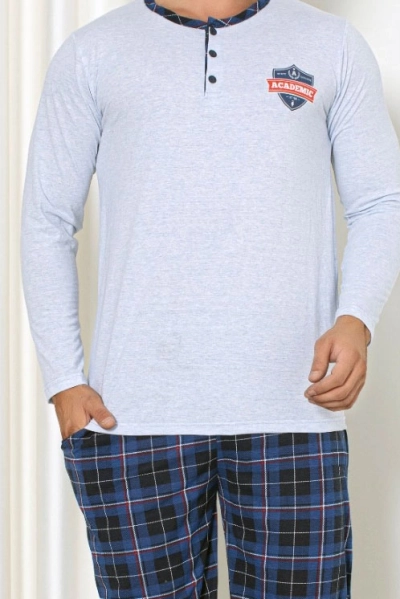 Royalfashion Men's cotton checkered pajamas