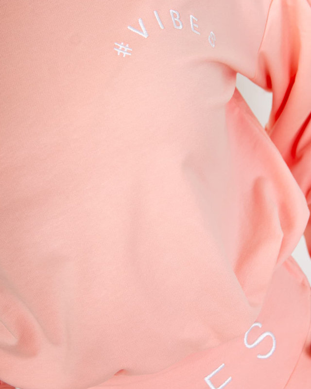 Women's pink sports tracksuit set with a crop top sweatshirt - Clothing