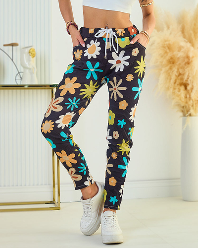 Royalfashion Sieviešu bikses no ziedu auduma