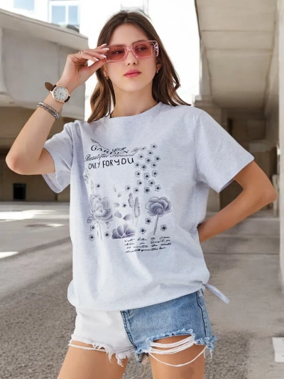 Royalfashion Women's cotton blouse with the inscription