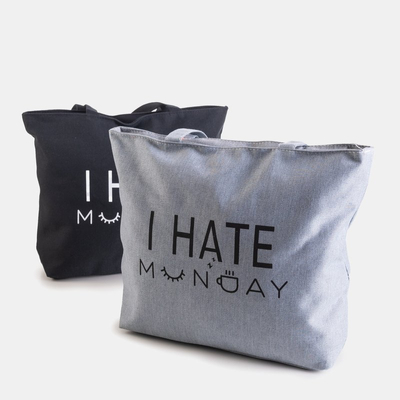 Серая сумка с надписью