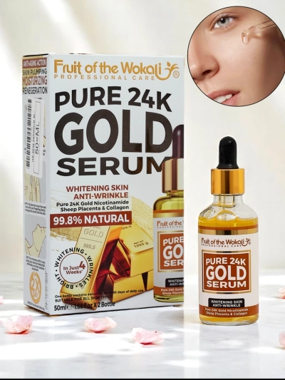 Wokali augļi - Izgaismojošs un pretgrumbu sejas serums 24K zelts