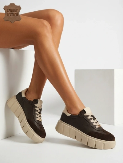 Sportowe sneakers damskie ze skóry naturalnej Taures Lav