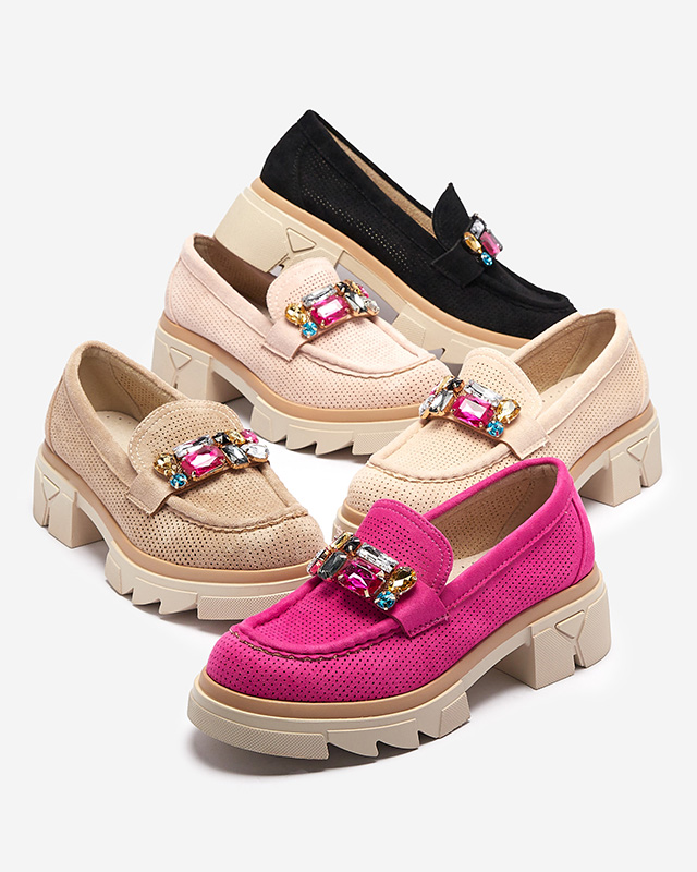 Черные ажурные женские мокасины с декором Bokkso - Обувь