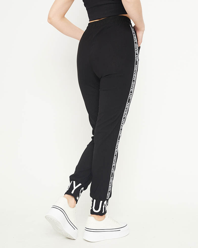 Black women's sweatpants with stripes - Clothing