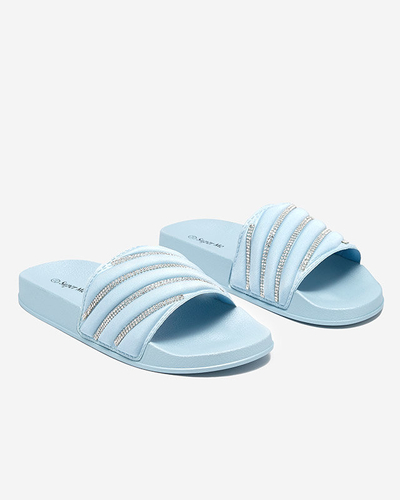 Zilas sieviešu čības ar kubisko cirkoniju Mytaris - Apavi