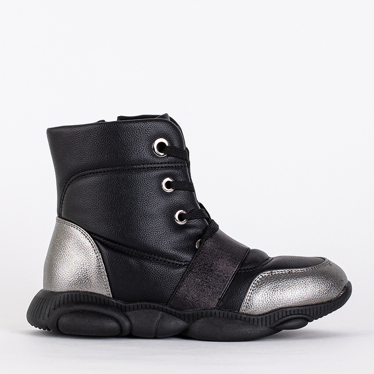 Black children's boots with silver inserts Kaliaso - Footwear