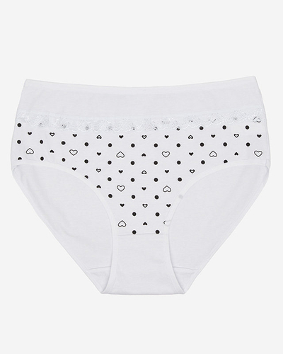 Белые хлопковые женские трусы с сердечками - Нижнее белье