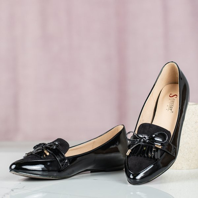 Black varnished loafers with almond mulla toe - Footwear 1