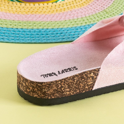 Light pink women's flip-flops with bow Alanza - Footwear