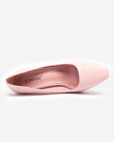 Light pink women's pumps with a square toe Vaseka - Footwear