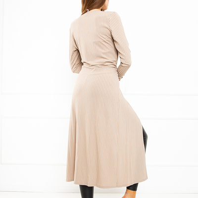 Women's long beige cardigan - Clothing