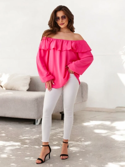 Royalfashion Women's blouse à la Spanish style with ruffle and flower