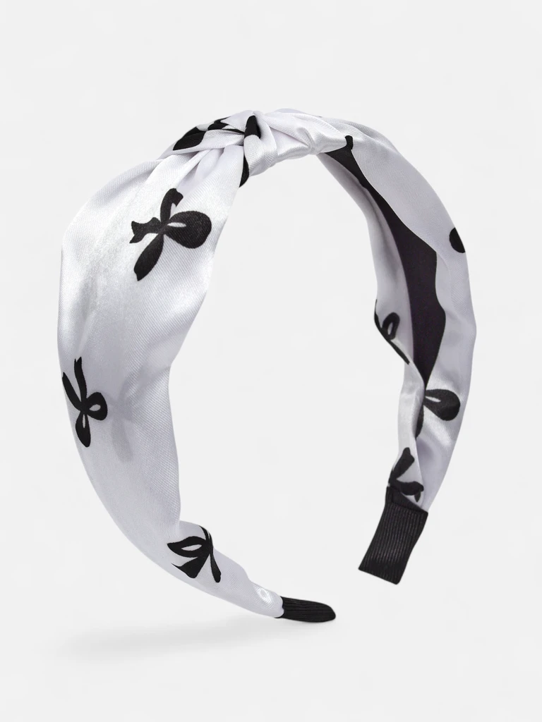 Royalfashion Satin Headband with Braid and Print