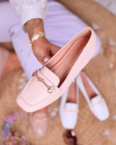 Royalfashion Beige women's moccasins with gold embellishment Olerika