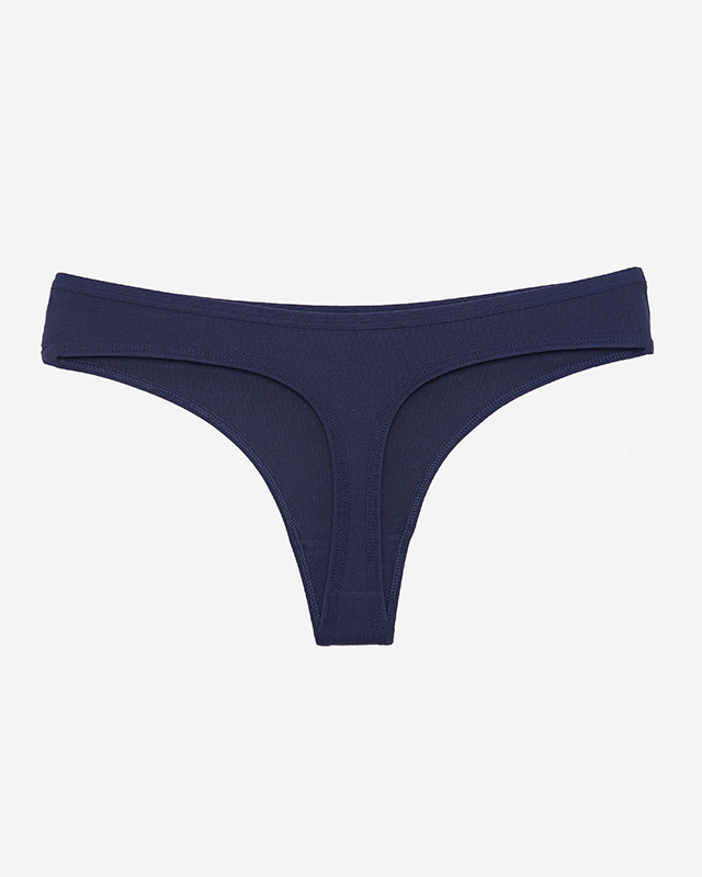 Navy blue women's thongs with the inscription - Underwear