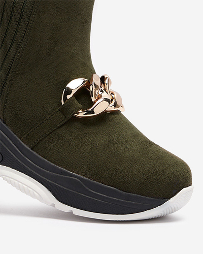 Sieviešu zaļie siltinātie zamšādas zābaki Cuzitta- Footwear