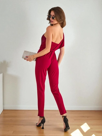 Royalfashion Women's long jumpsuit with zircons