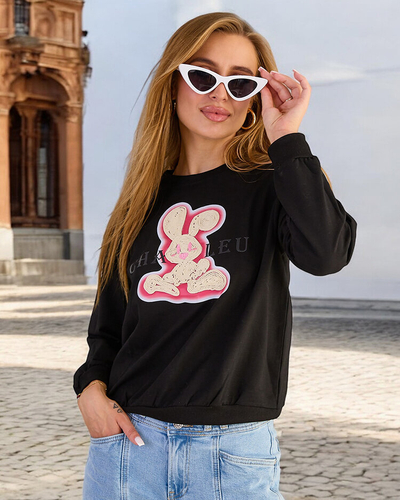 Royalfashion Sieviešu kokvilnas džemperis ar plānu apdruku