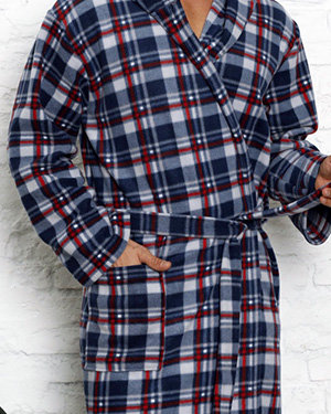 Men's blue checkered hooded robe - Clothing
