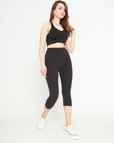 Women's 3/4 Black Leggings - Clothing