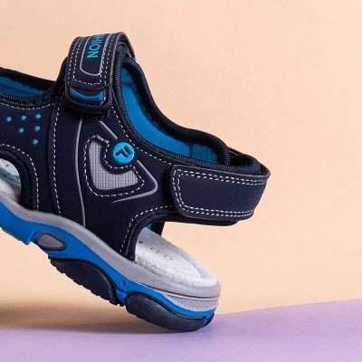OUTLET Children's navy blue Qursi velcro sandals - Footwear