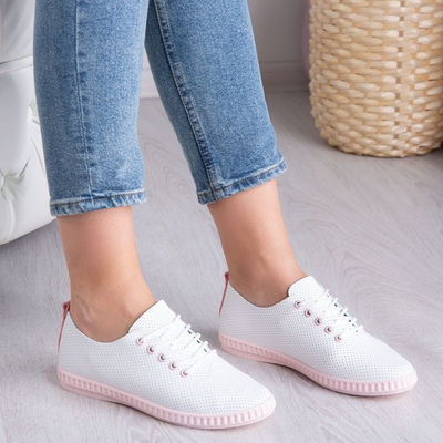 White sneakers with pink Mika inserts - Footwear