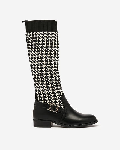 Royalfashion Black women's high boots with pepite pattern Aledive