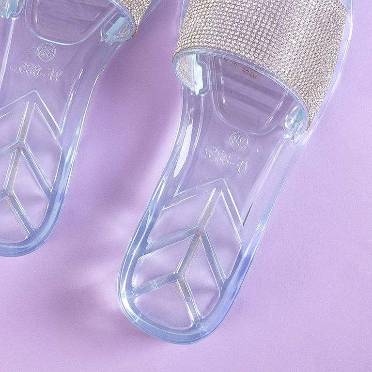 Silver women's rubber slippers with cubic zirconia Niamh - Footwear