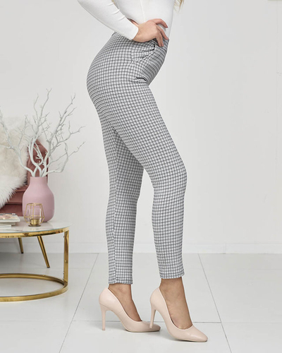 Gray-black women's checkered treggings- Clothing
